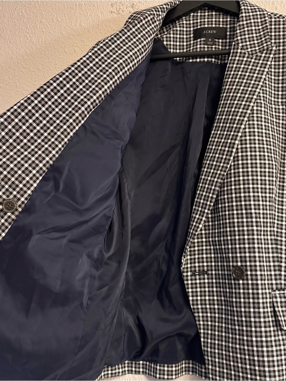 J. Crew Black and White Checked Tailored Blazer - Picture 6 of 7
